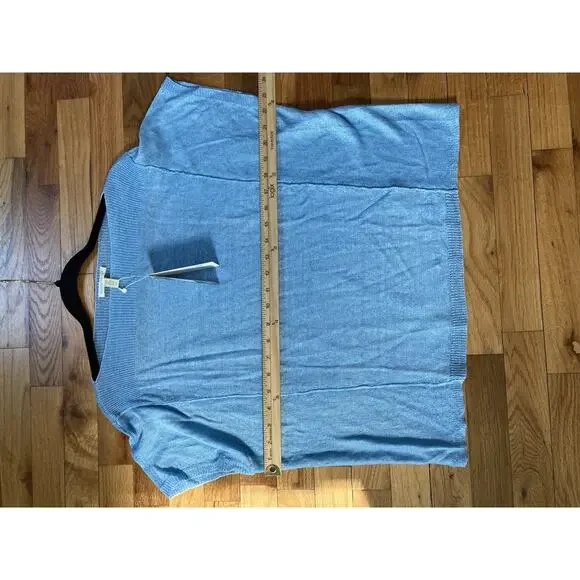 Eileen Fisher Womens Small Linen Delave Bateau Neck Box Top Sky Blue Coastal - Picture 9 of 9